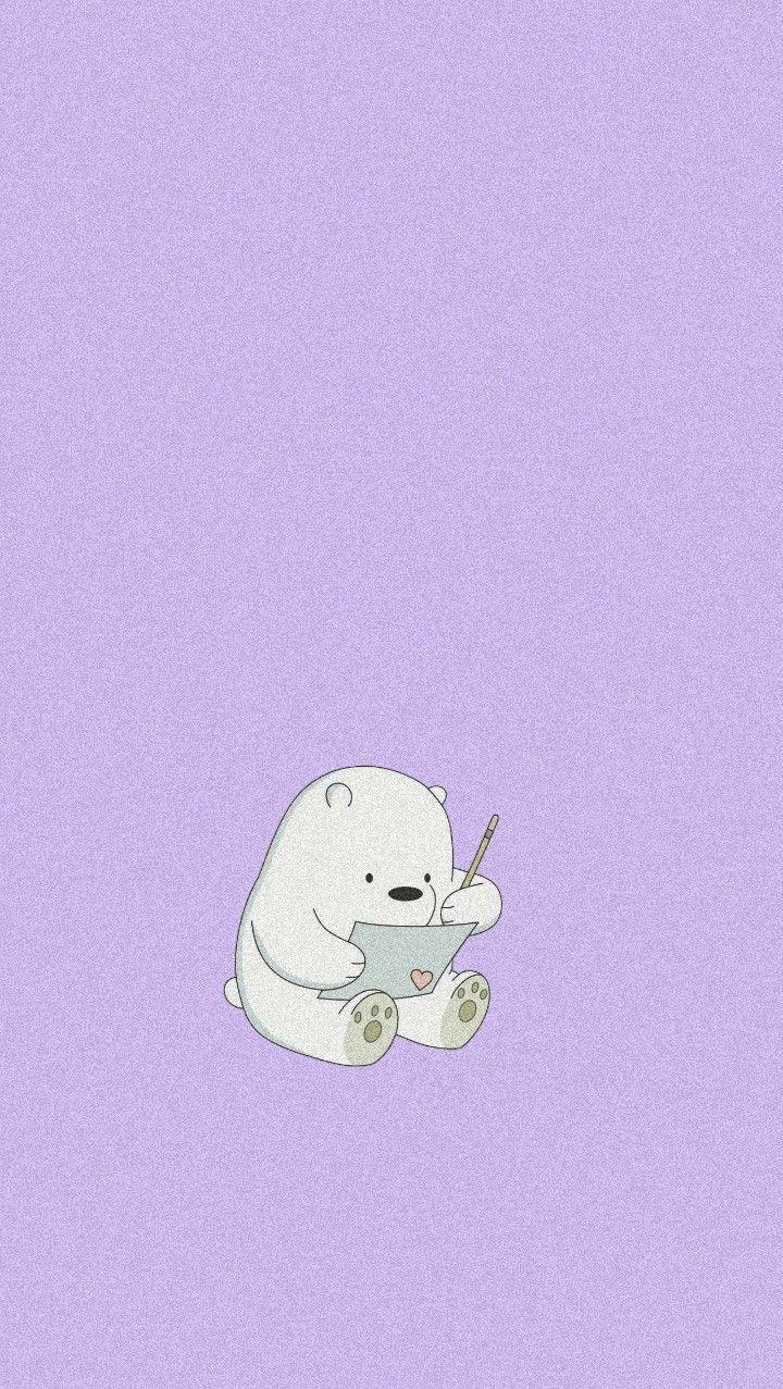 Bear Purple Cute Cartoon Wallpaper iPhone