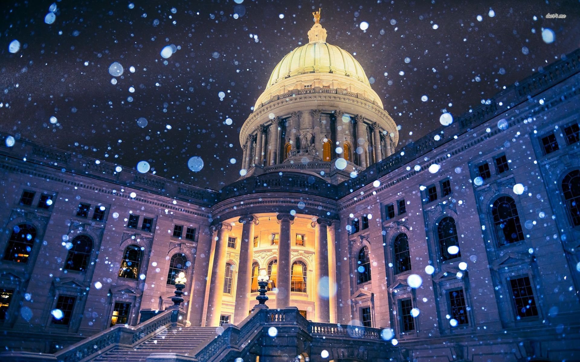 World Winter Snow USA Wisconsin Madison Wisconsin State Capitol
