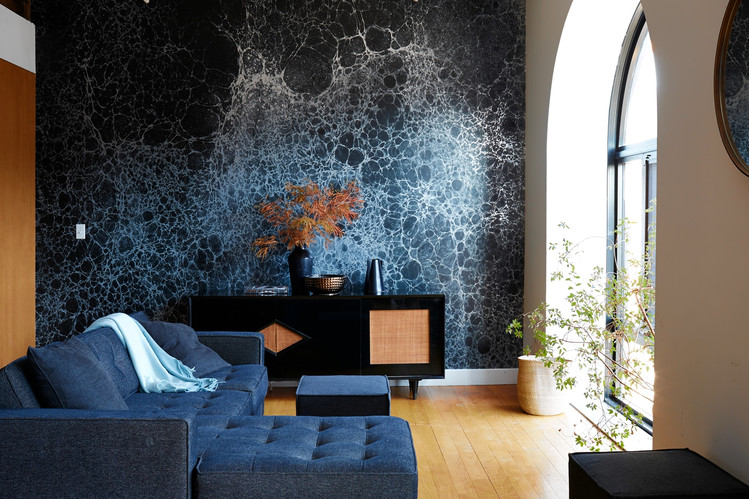 PAPER MOON A wall in the Brooklyn home of Calico Wallpapers Nick
