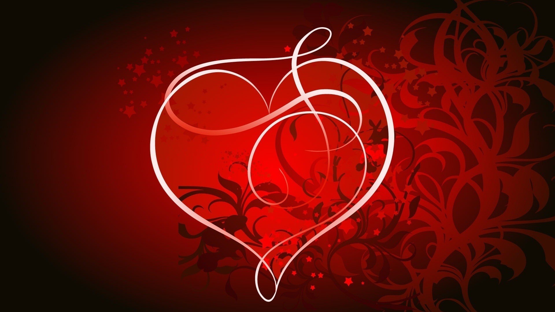 Red Heart With Design Background HD Wallpaper