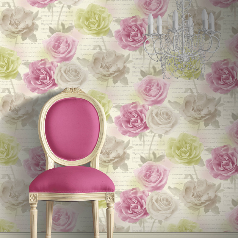 Arthouse Rose Garden Wallpaper In Pink And Green