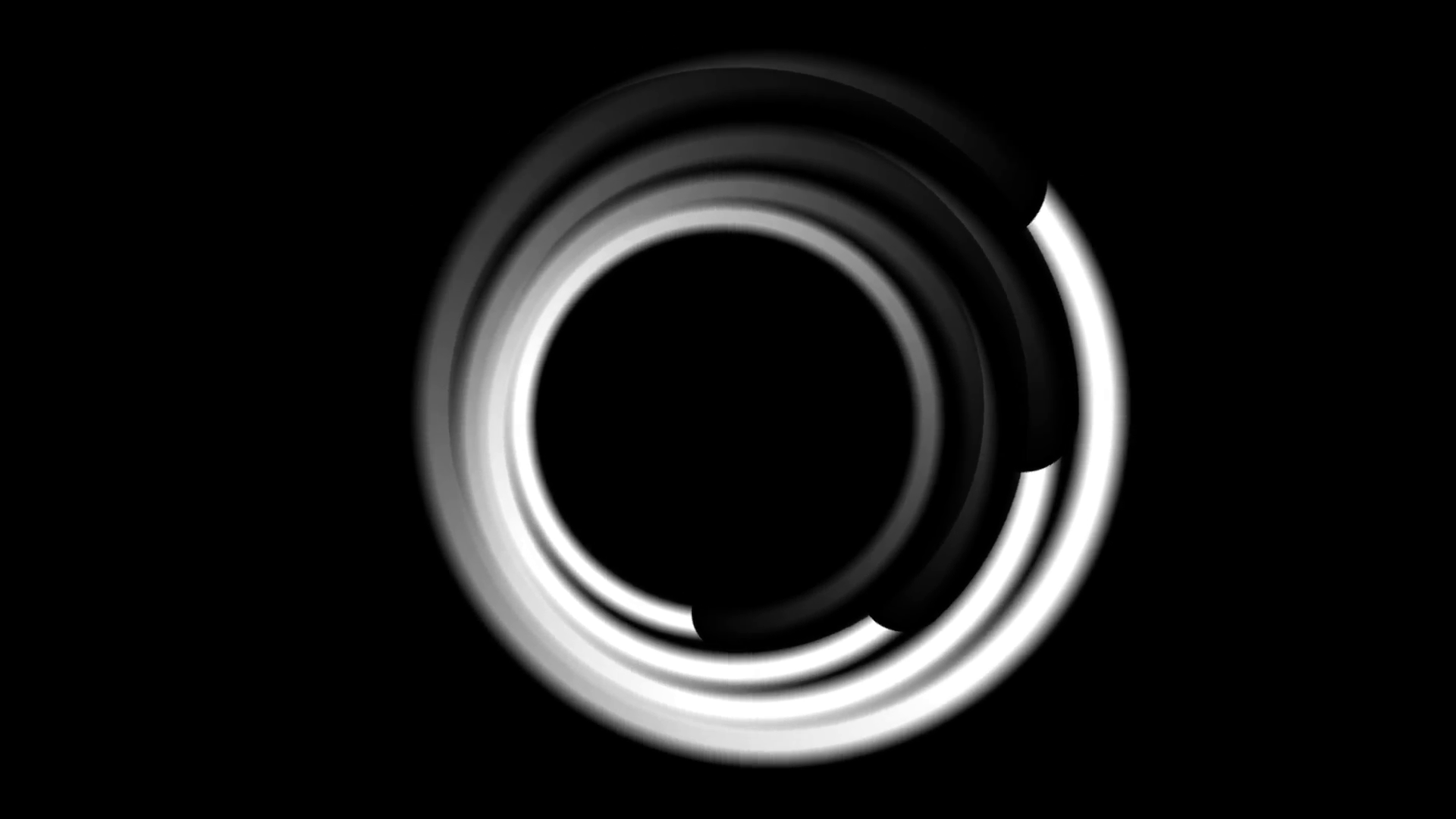 White swirl shape logo on black background Video corporate