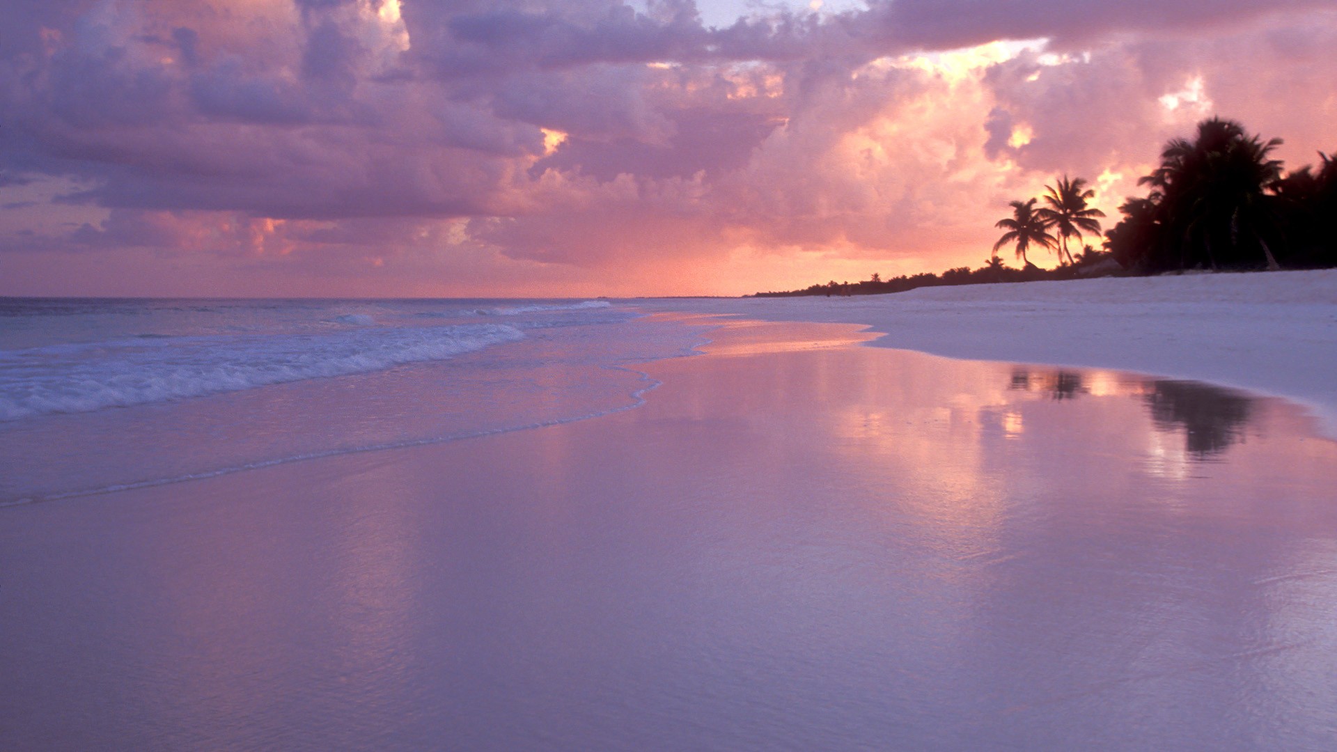 Colorful Beach Sunset In Cancun Mexico Widescreen Wallpaper