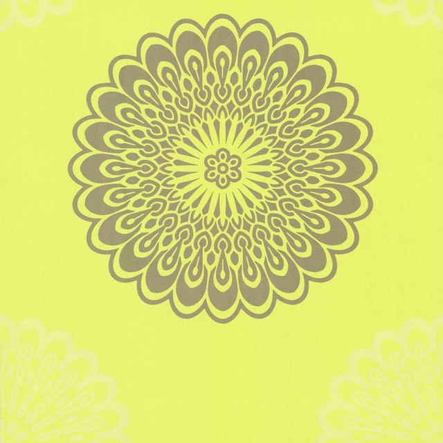 Jacintha Green Mod Geometric Floral Wallpaper contemporary wallpaper 640x640