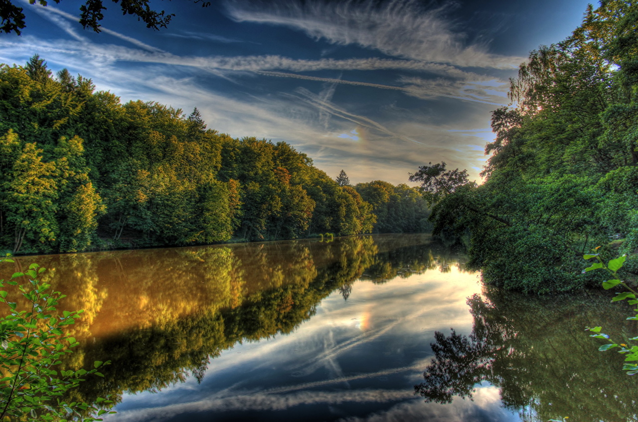 Wallpaper Germany Hessen Lich HDr Nature Scenery Rivers