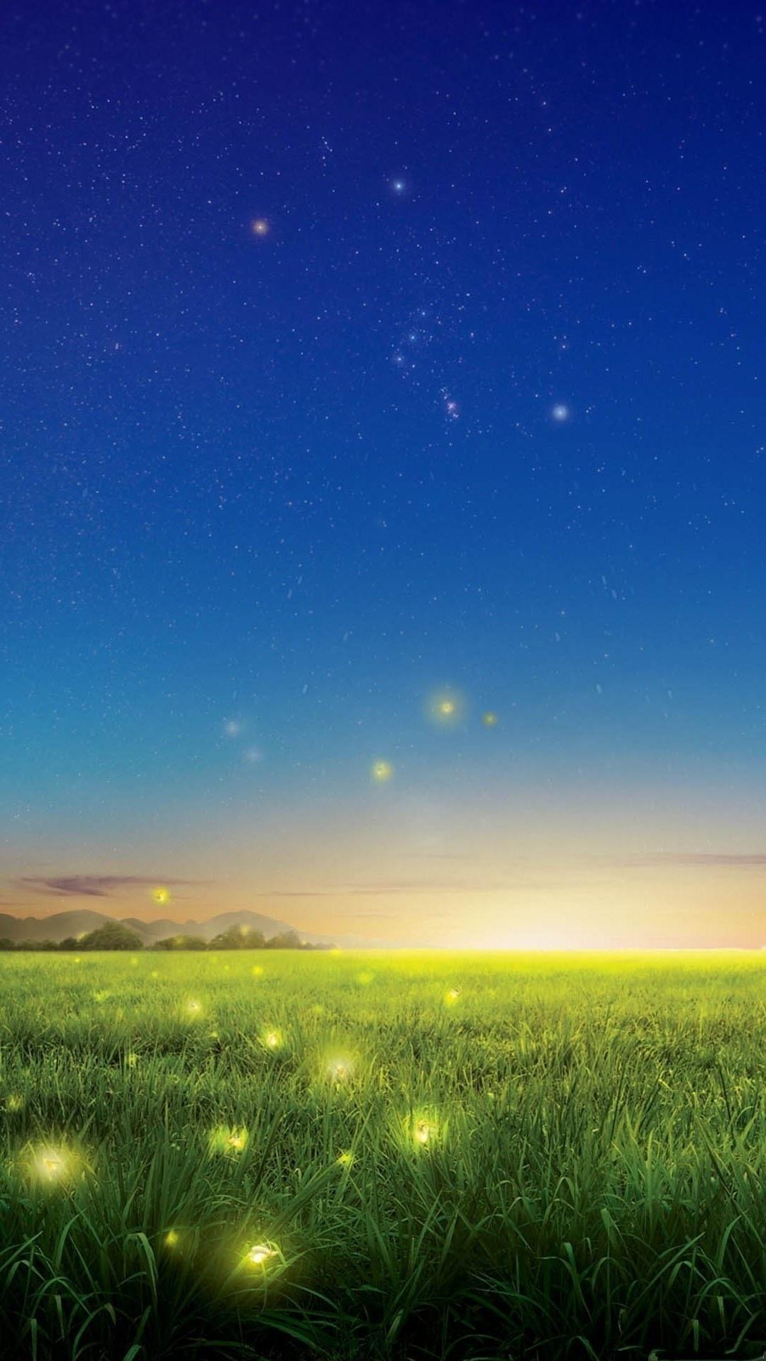 Fireflies Digital Art Mobile Wallpaper Background