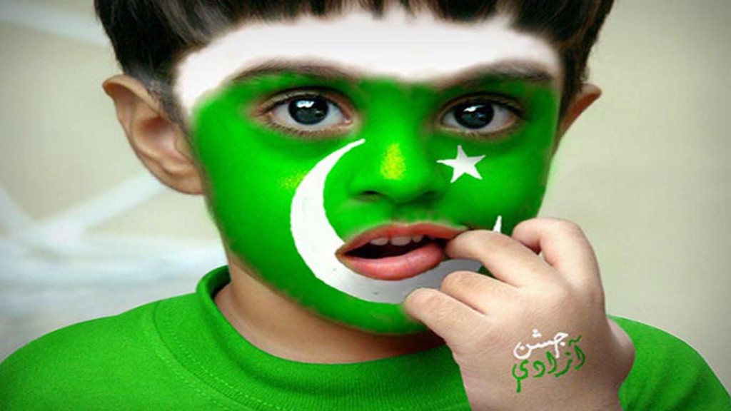 Download 14 August Pakistani Boy Painted Flag Face HD Wallpaper 1024x576