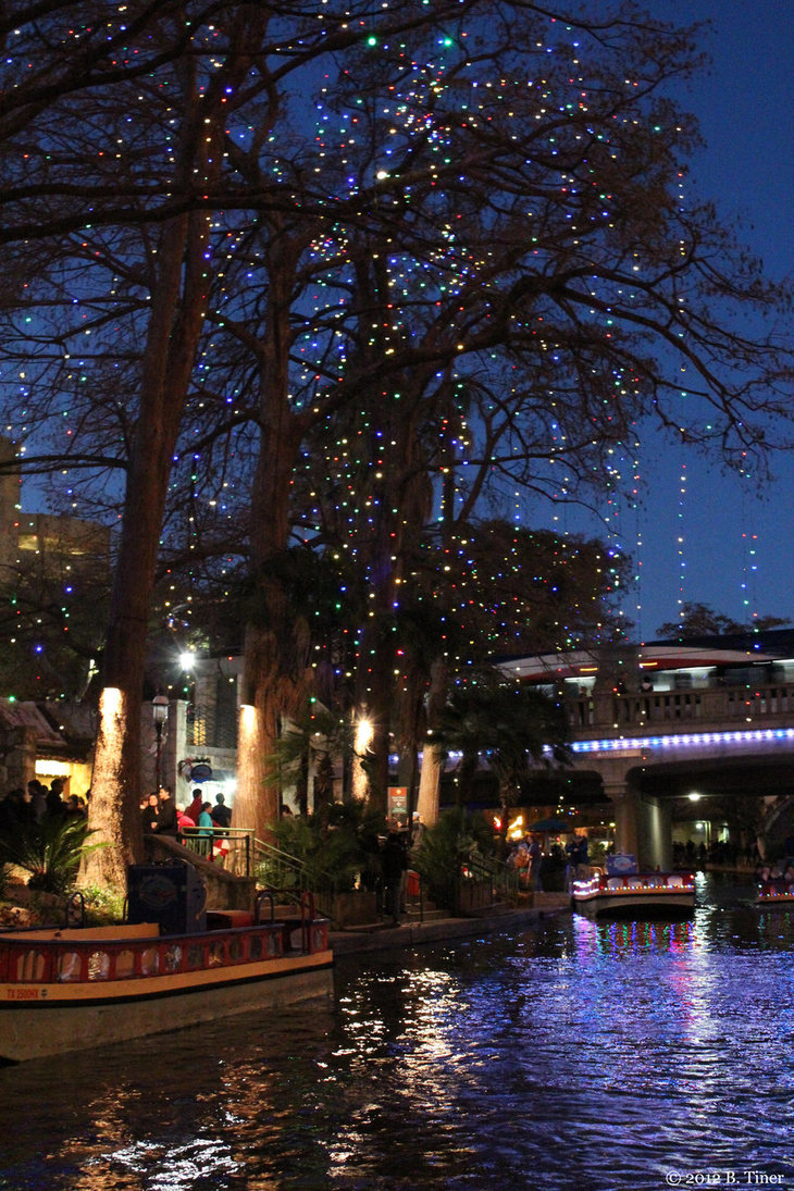 San Antonio Riverwalk With Christmas Lights By Bltshop