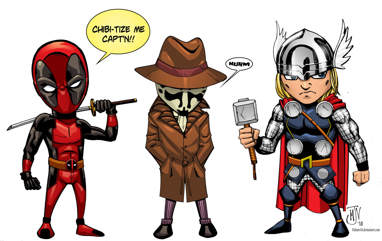 Chibi Deadpool and Friends by Vulture34