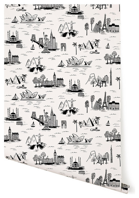 Cities Toile Wallpaper White Contemporary By Hygge
