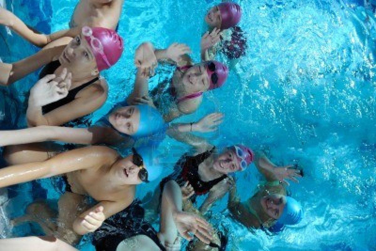 Wallpaper Background Happy Children Kids Group Swimming Pool Class