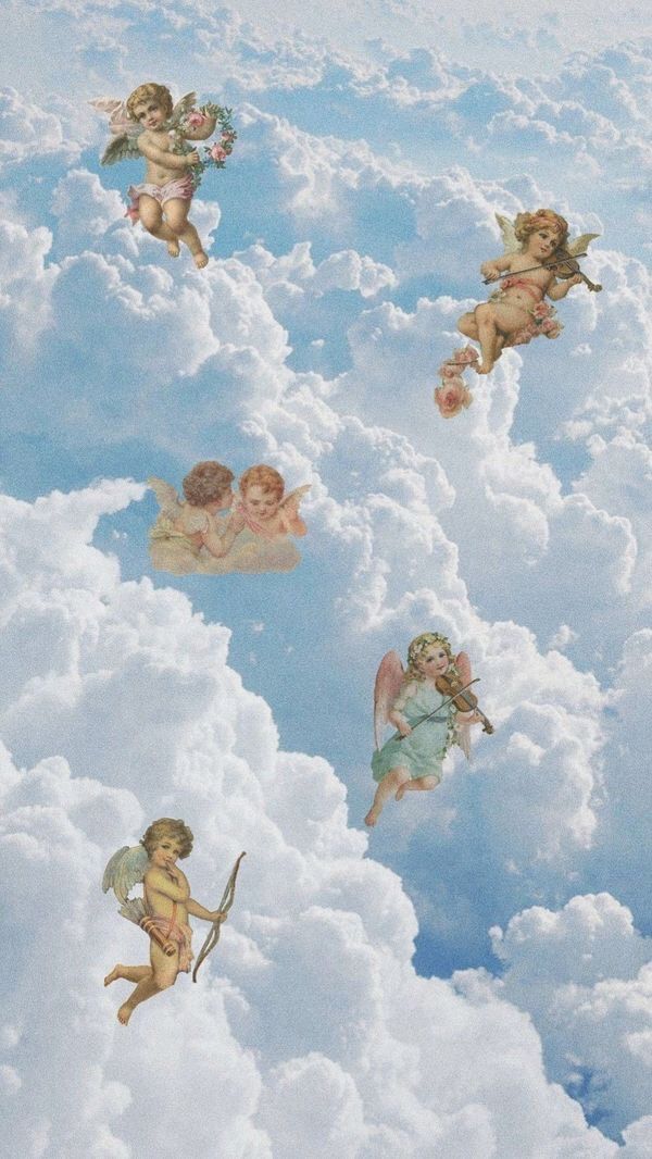 Angel Babies iPhone Wallpaper Vintage Art