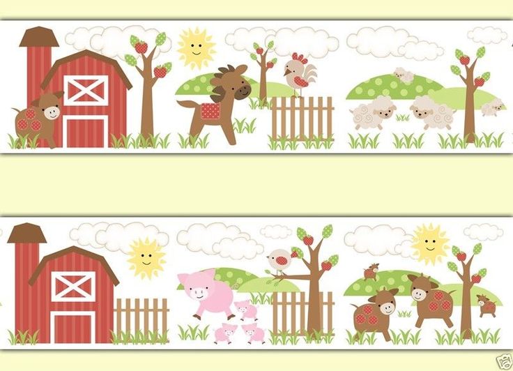 Animals Wallpaper Border Wall Decals For Baby Boy Farm Nursery