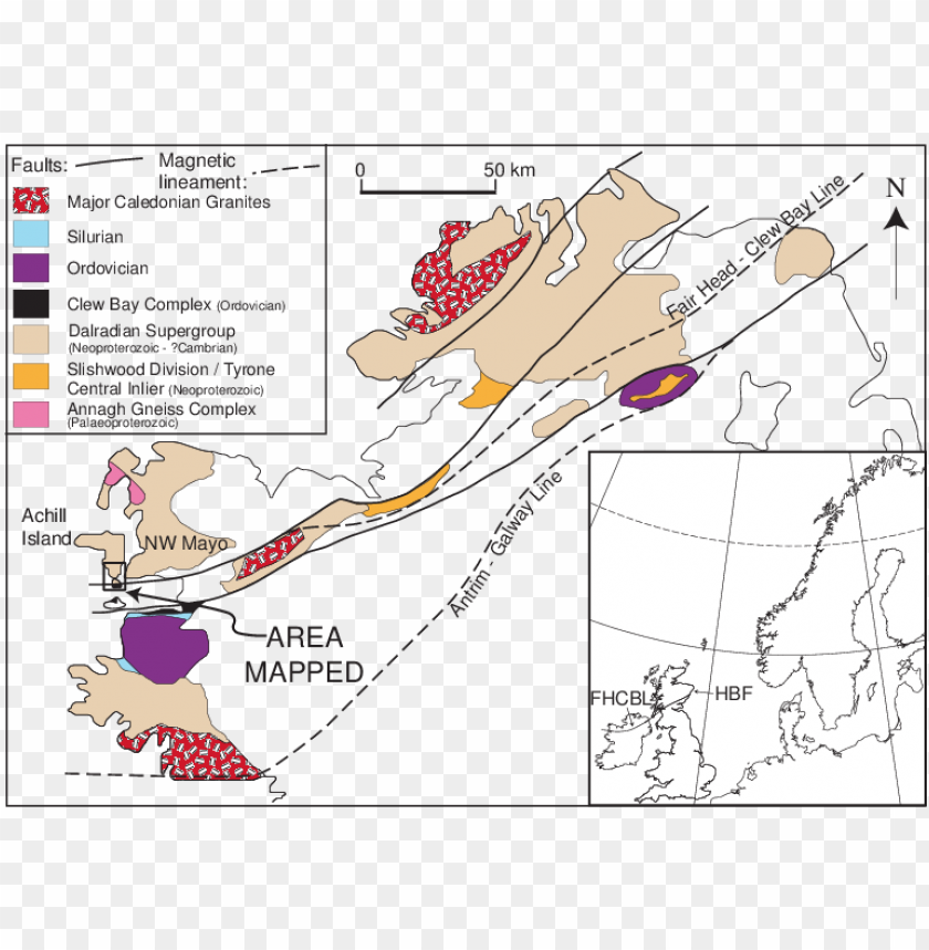 Eological Map Of Northwest Ireland With South Achill Png Image