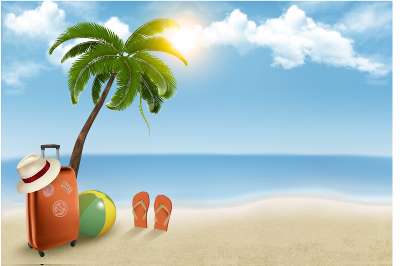 Summer Beach Vacation Background Vector Graphic