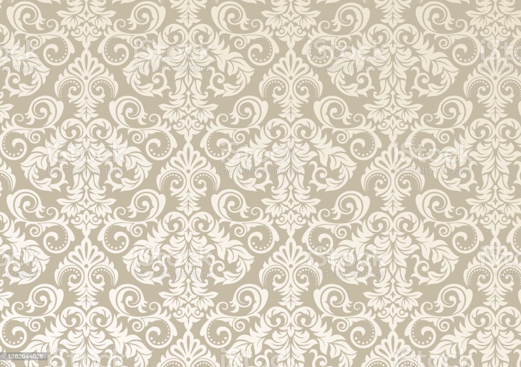 Beautiful Damask Pattern Of Brown And Beige Colors Royal Design