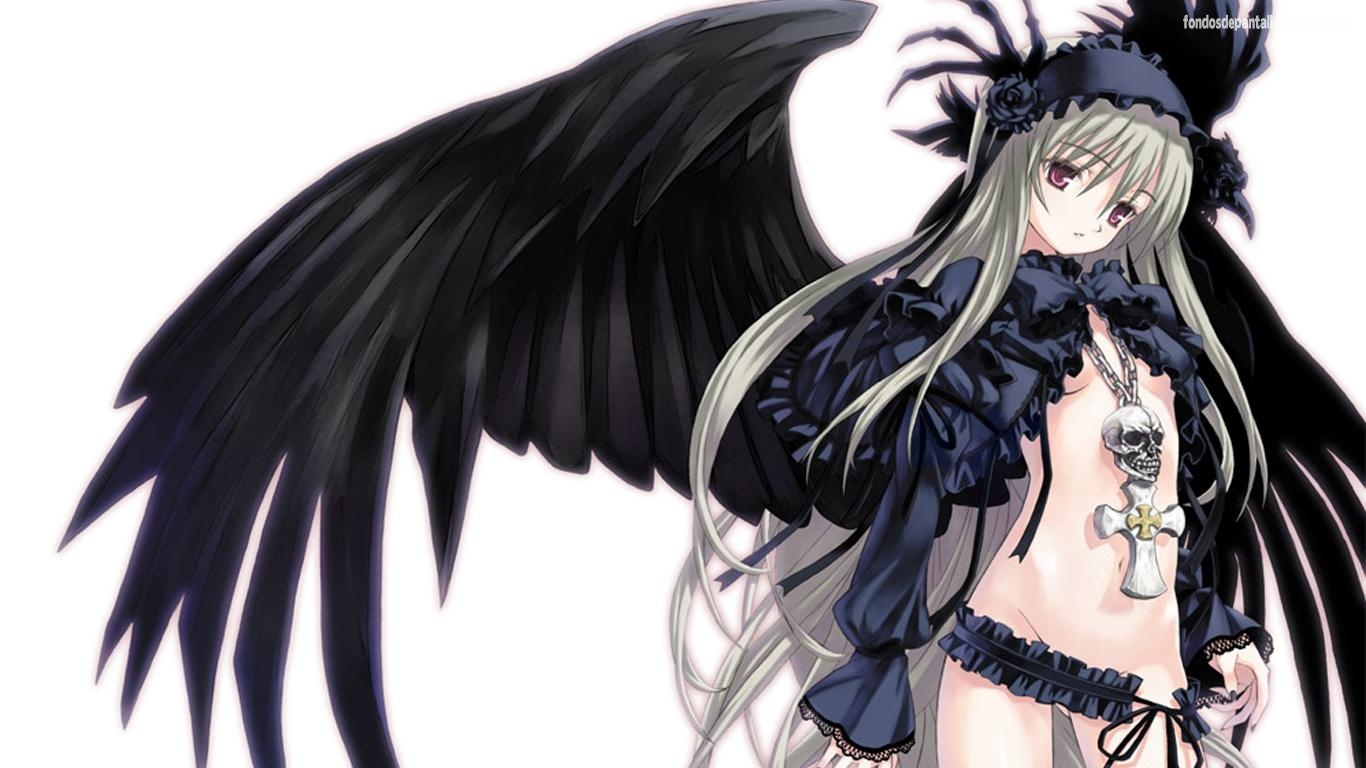 Descargar Imagen Black Wings Anime Girl HD Widescreen Gratis