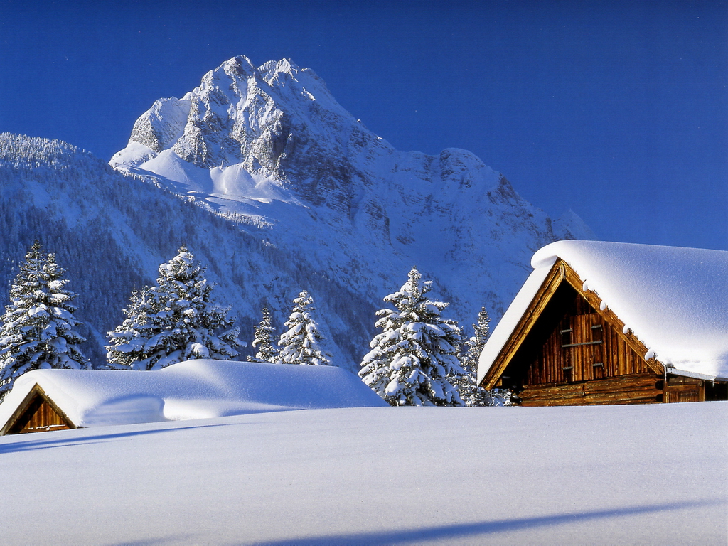 Wallpaper Snowy Landscape Cottage Desktop
