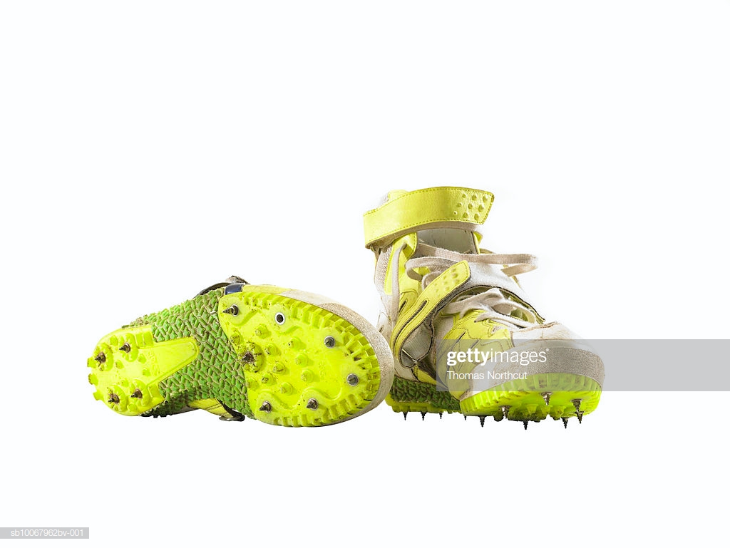 Used Track Cleats On White Background Stock Photo Getty Image