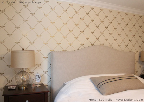 Bee Utiful Stenciled Bedroom Accent Wall With The French Trellis