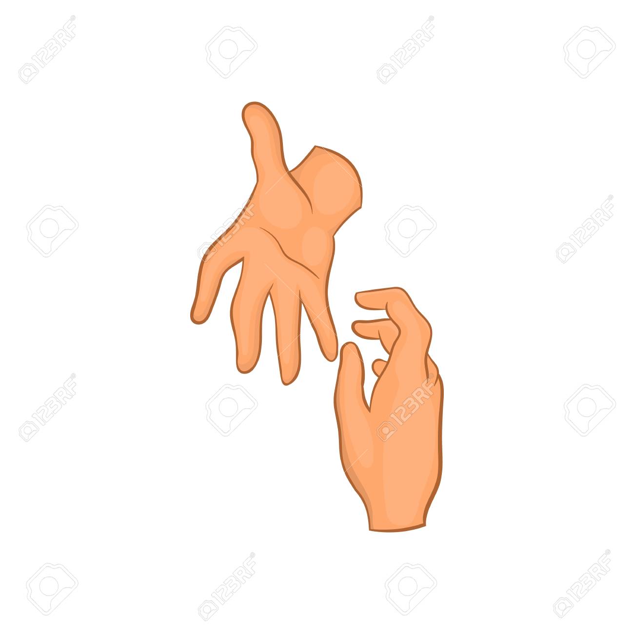 Helping Hand Icon In Cartoon Style Isolated On White Background