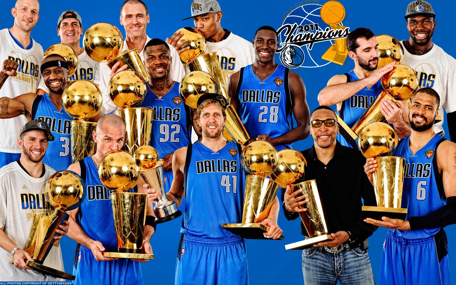 Dallas Mavericks Players With Trophies New Widescreen Wallpaper