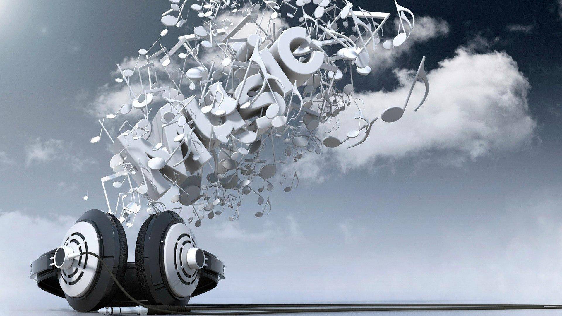 Music Wallpaper Of Headphones And Notes