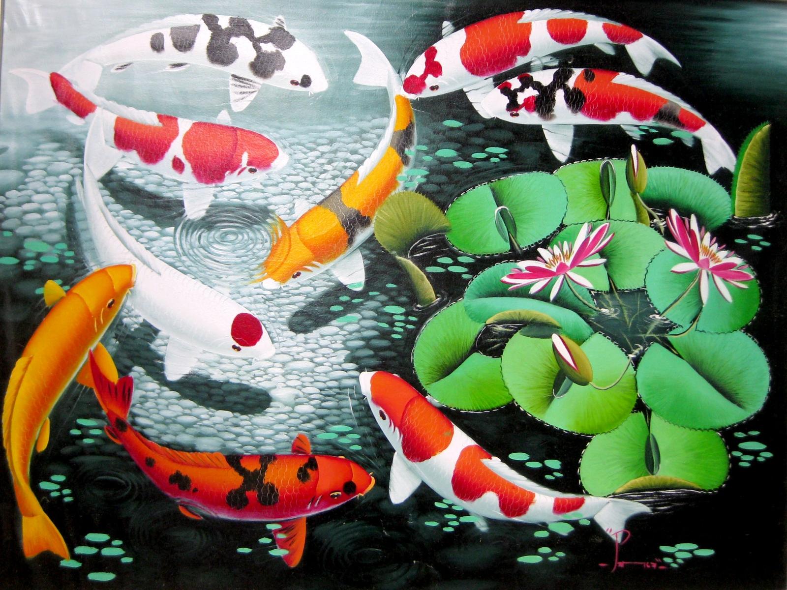 Asian Art With Japanese Carp Koi HD Wallpaper