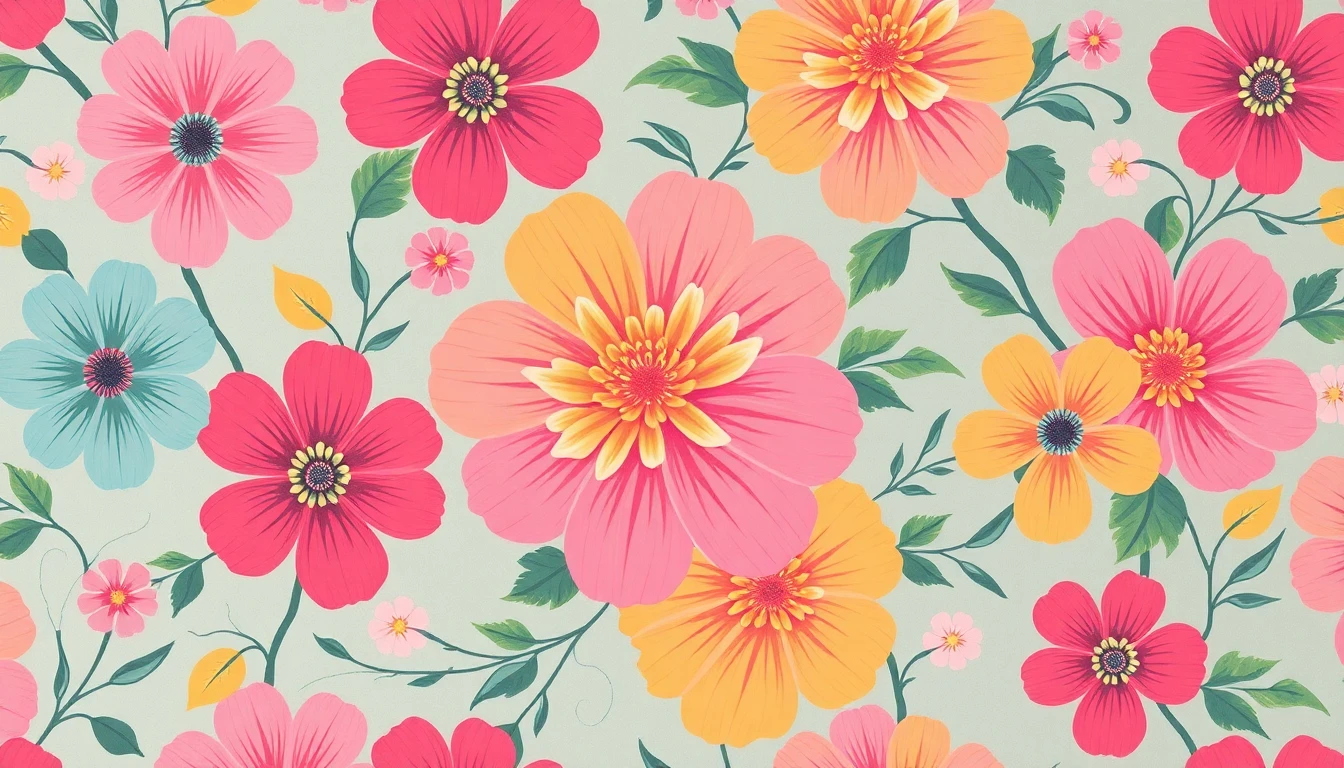 Retro Floral Wallpaper