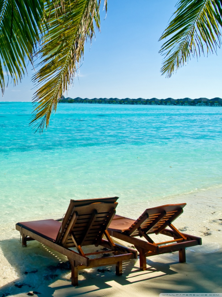 Deck Chairs On The Beach 4k HD Desktop Wallpaper For Ultra