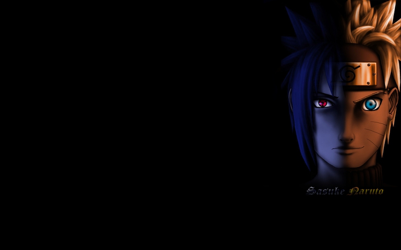 Black Naruto Vs Sasuke Anime HD Desktop Wallpaper