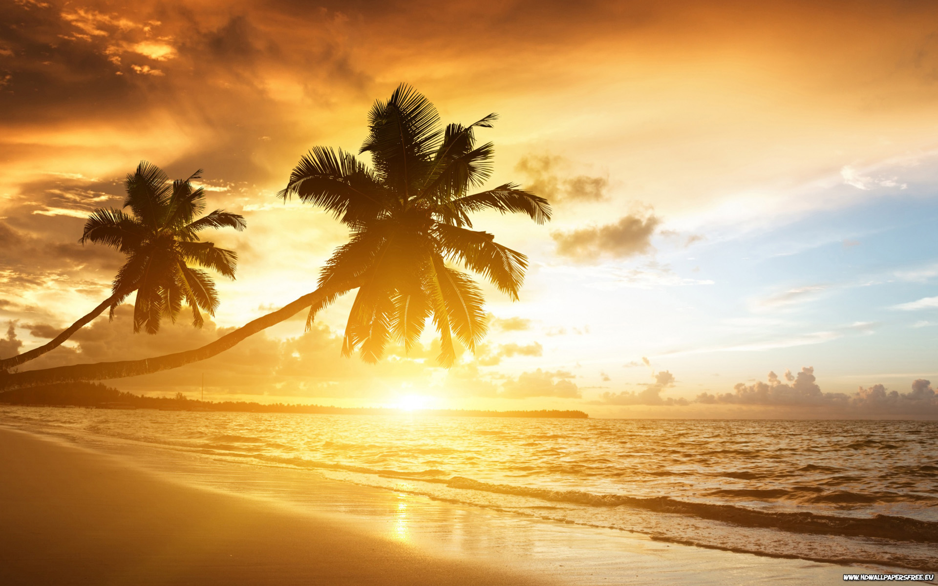 Beautiful Beach Sunset HD Desktop Wallpaper