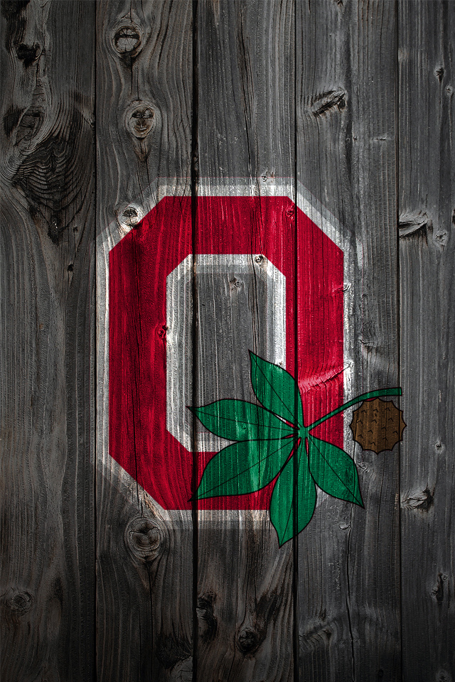 Ohio State Buckeyes Alternate Logo Wood iPhone Background