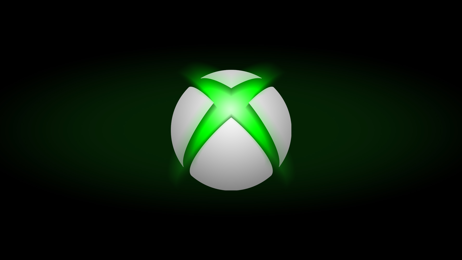 Glowing Xbox logo on a dark green background