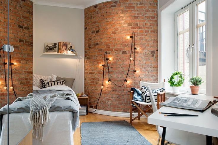Exposed Brick Wallpaper Dinah Would Love This For Her Room Lights