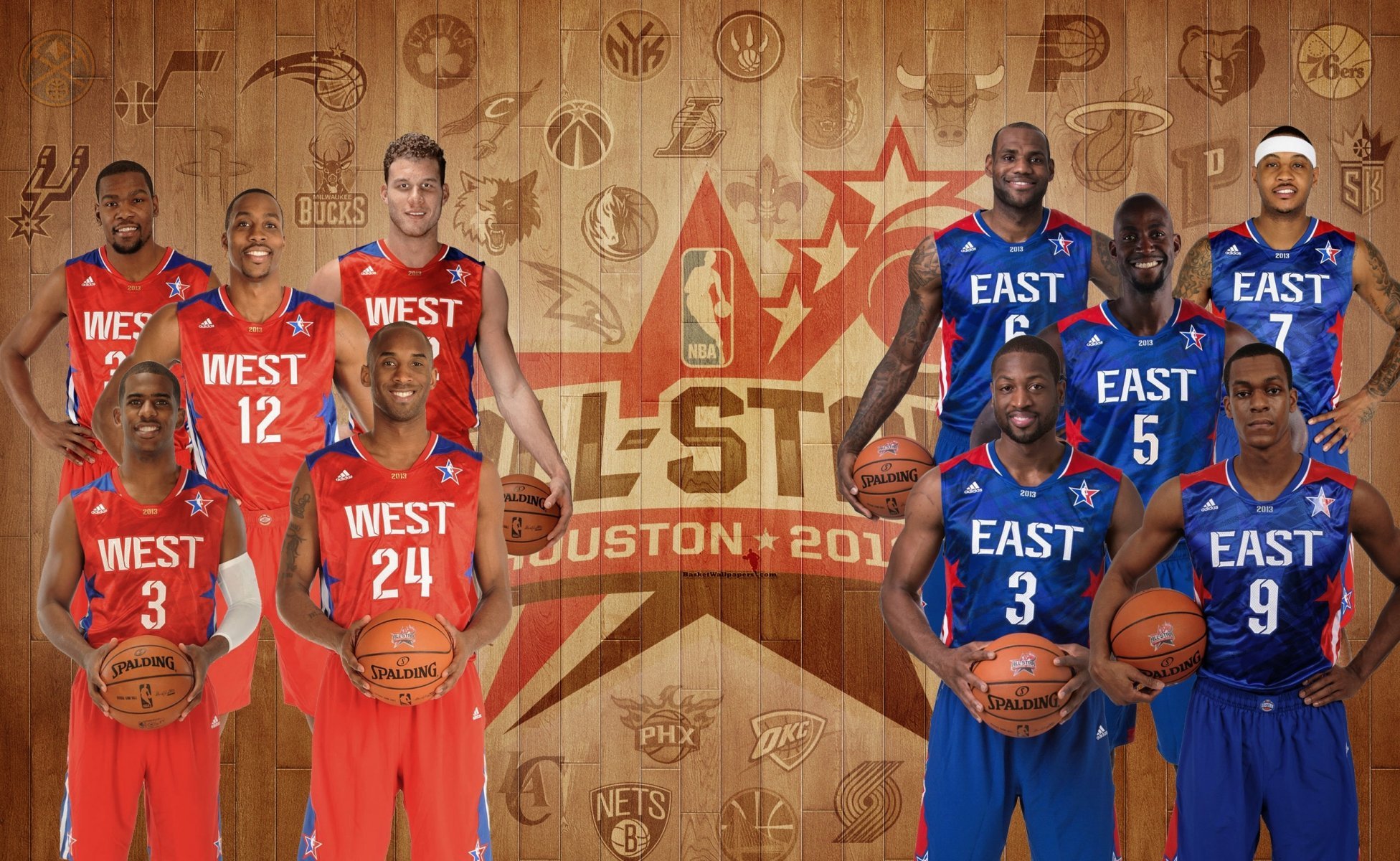 Nba All Stars Basketball West East Chris Paul Kobe Bryant