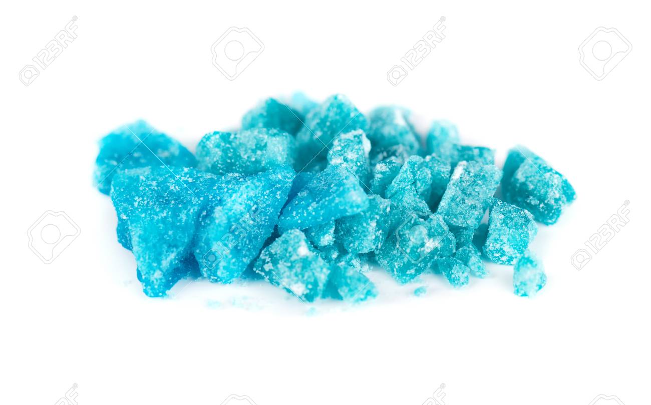 Blue Crystal Of Methamphetamine Isolated On White Background