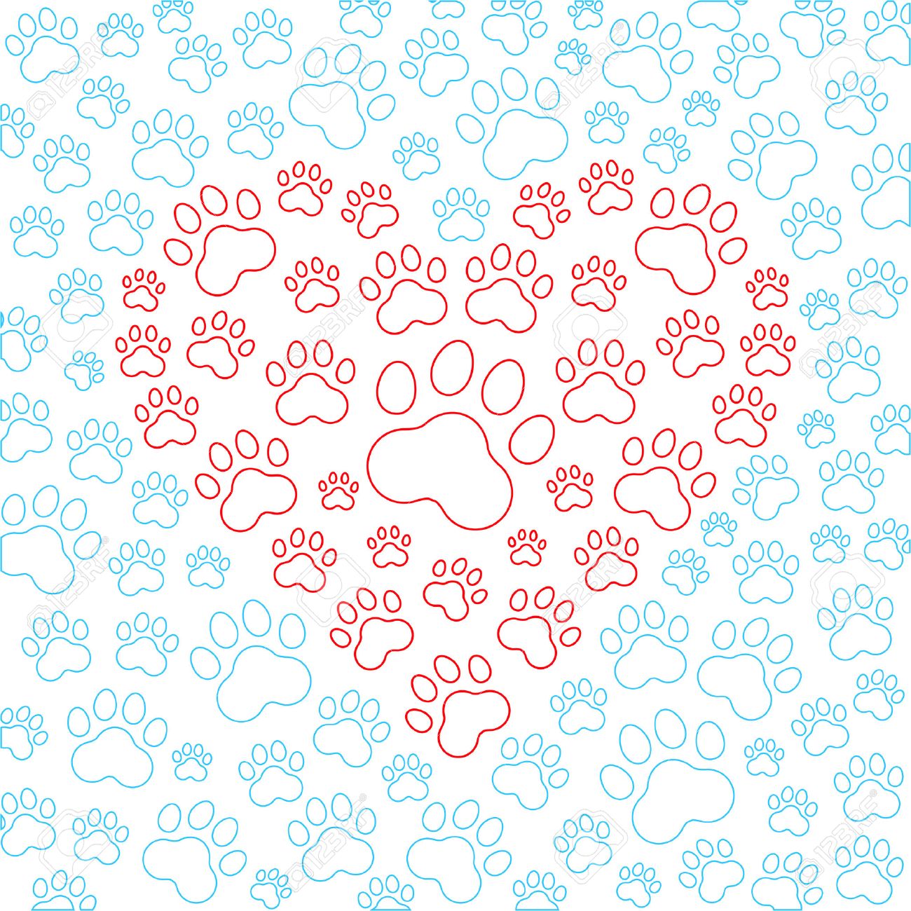 Heart With Dog Or Cat Paws Background Vector Royalty