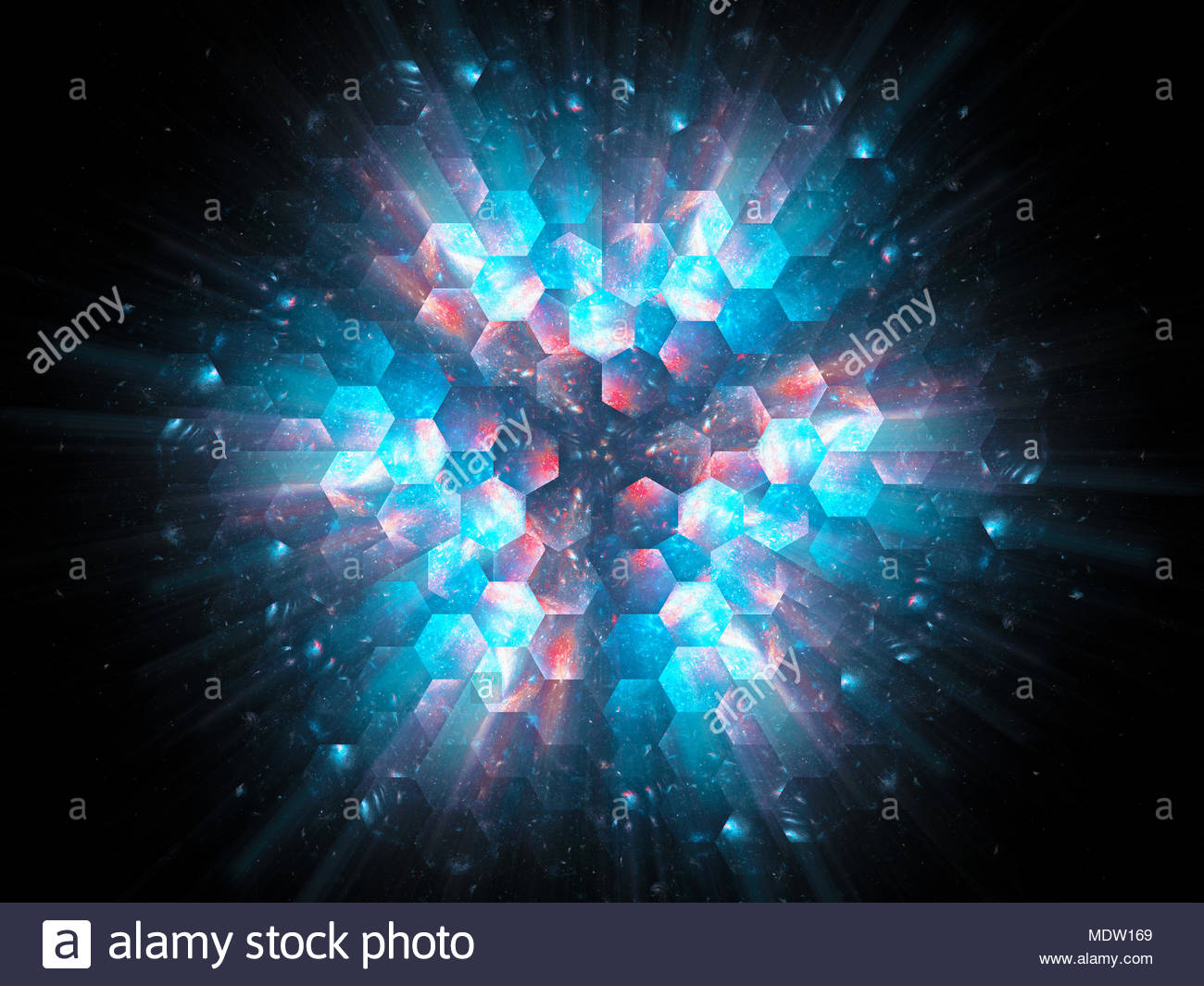 Colorful Vibrant Hexagons In Space Explosion New Technology