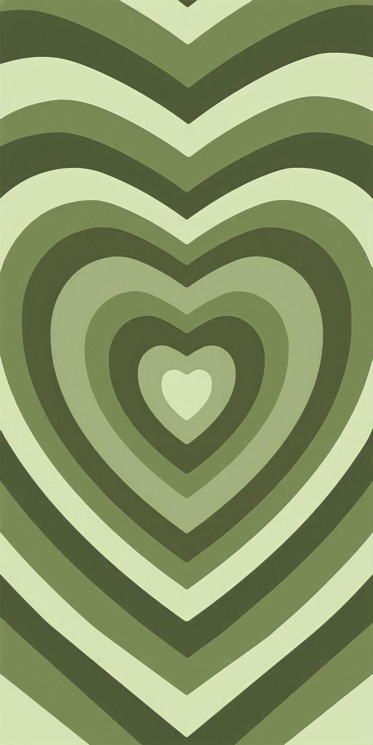 Green Hearts Aesthetic Wallpaper In iPhone