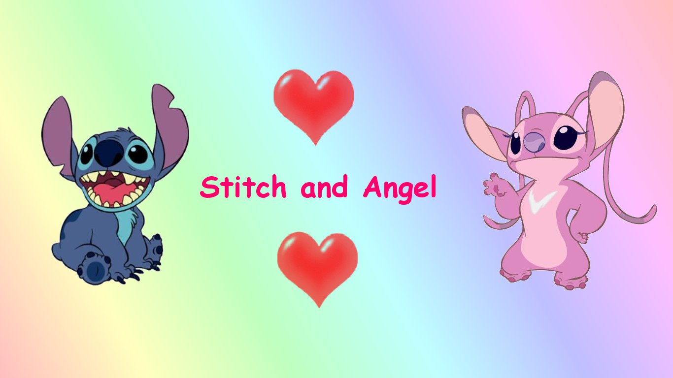 Cute Angel Wallpaper   Cute Stitch And Angel   1366x768 Wallpaper