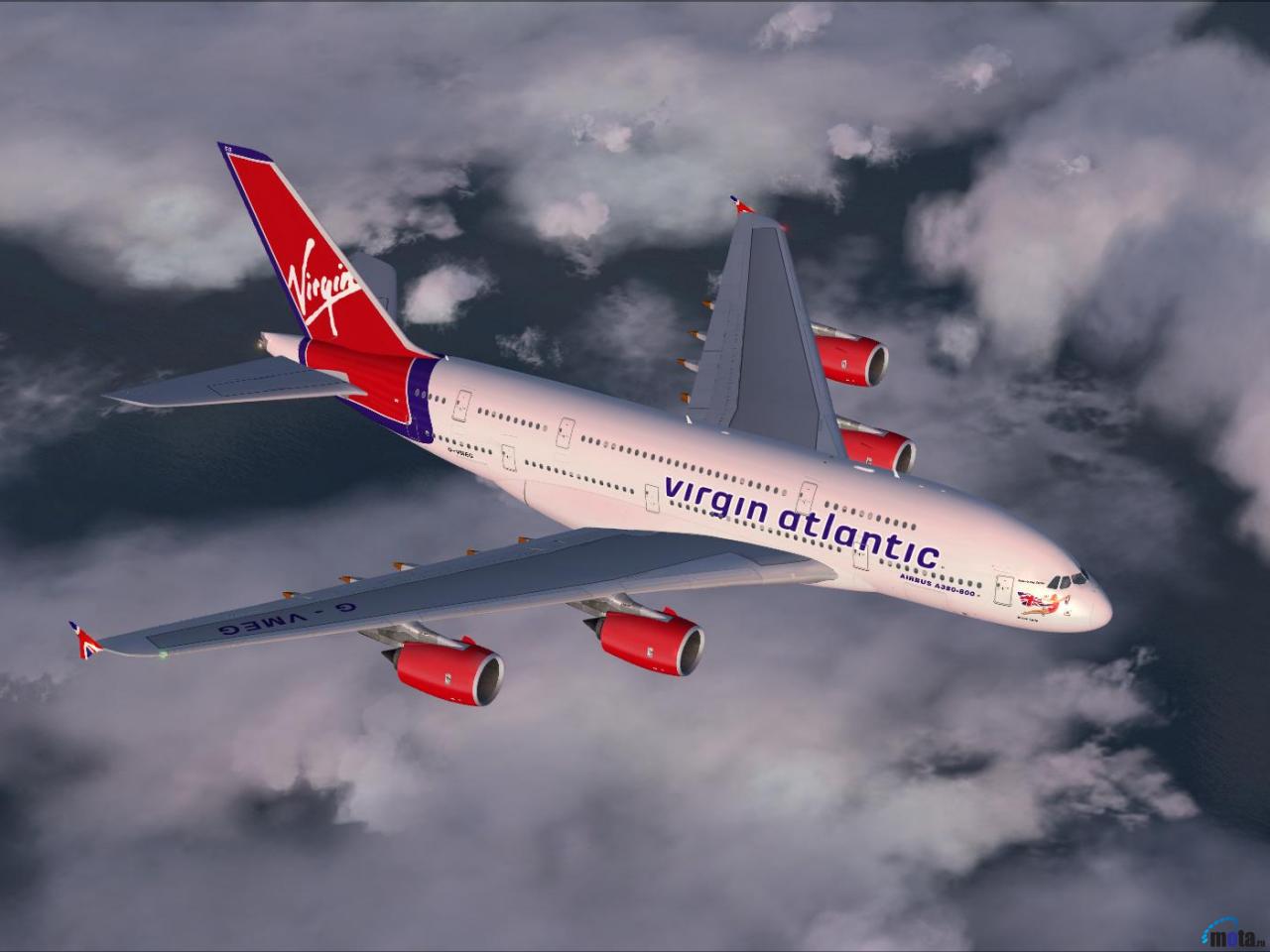 Wallpaper Virgin Atlantic Airbus A380 In Flight Simulator