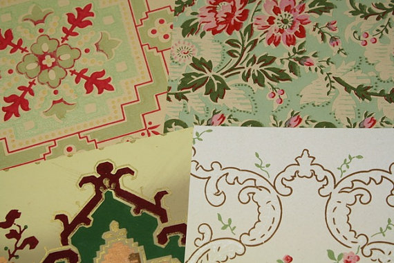 Vintage Early S Wallpaper Pieces Stunning Florals Pack
