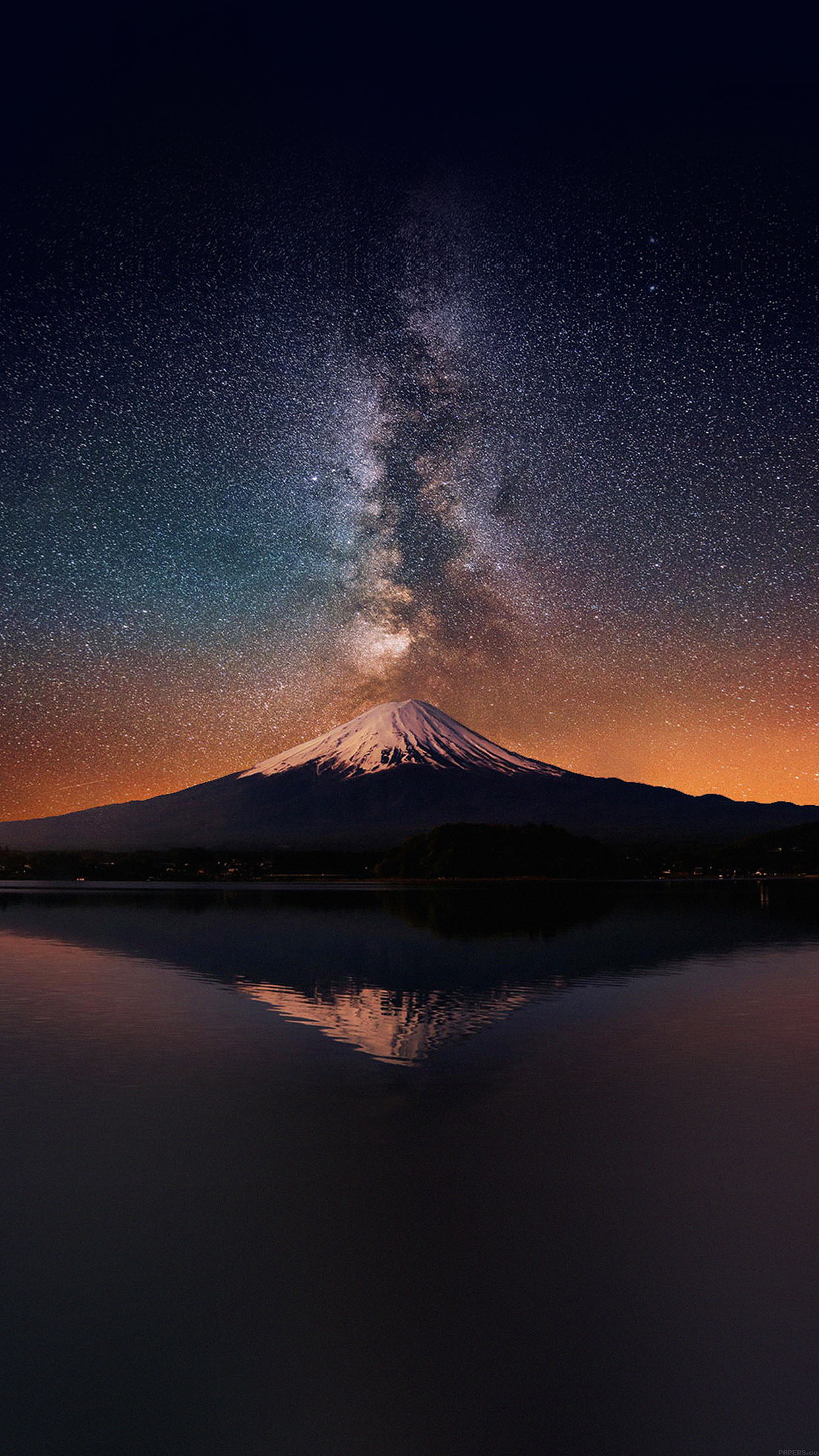 Wallpaper Milky Way On Mountain Fuji Sky iPhone6 Plus Jpg
