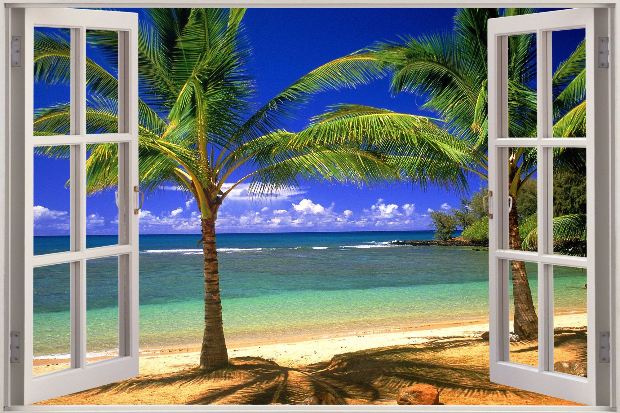 Window Of Beach Wallpaper Huge 3d Exotic