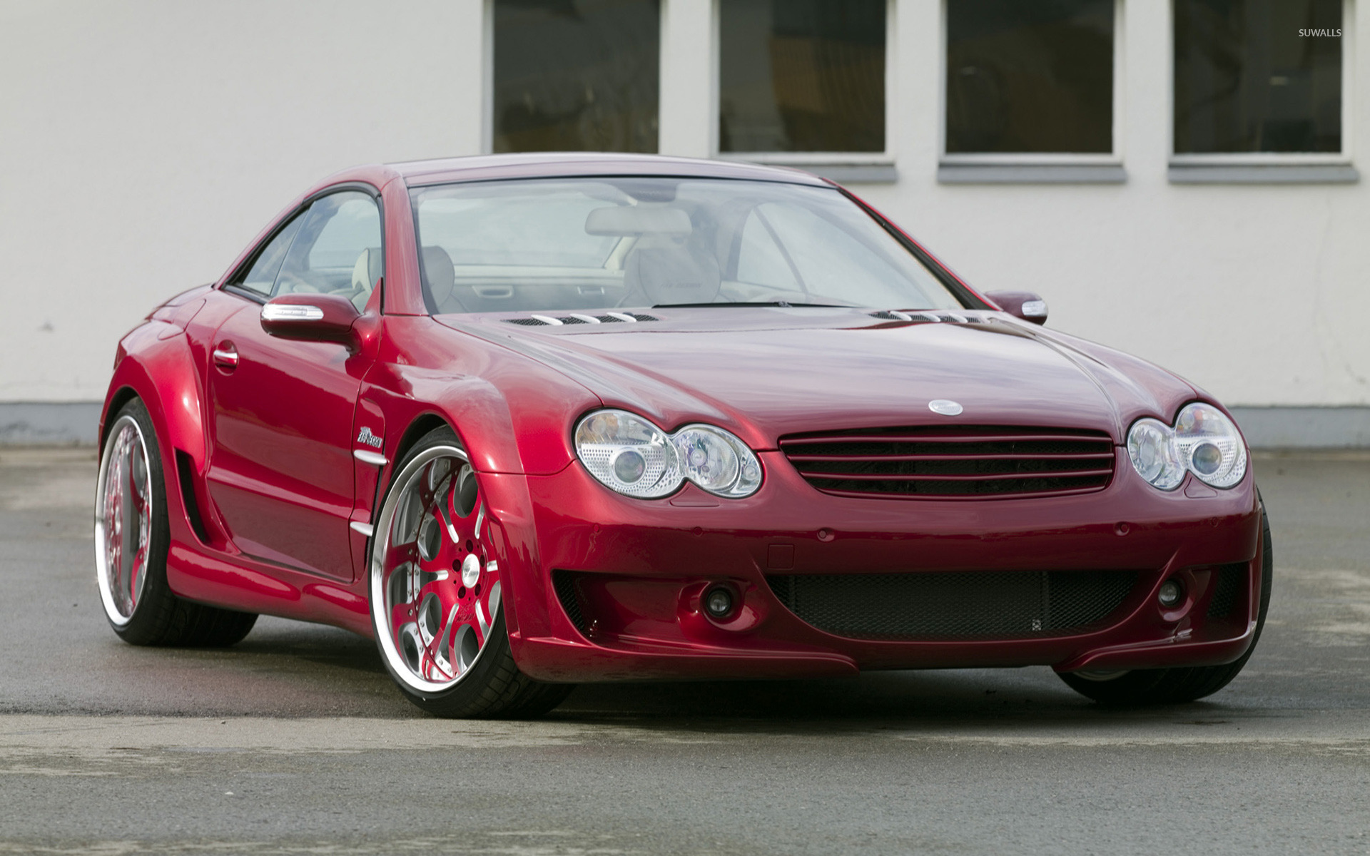 Red Mercedes Benz SL500 parked wallpaper   Car wallpapers