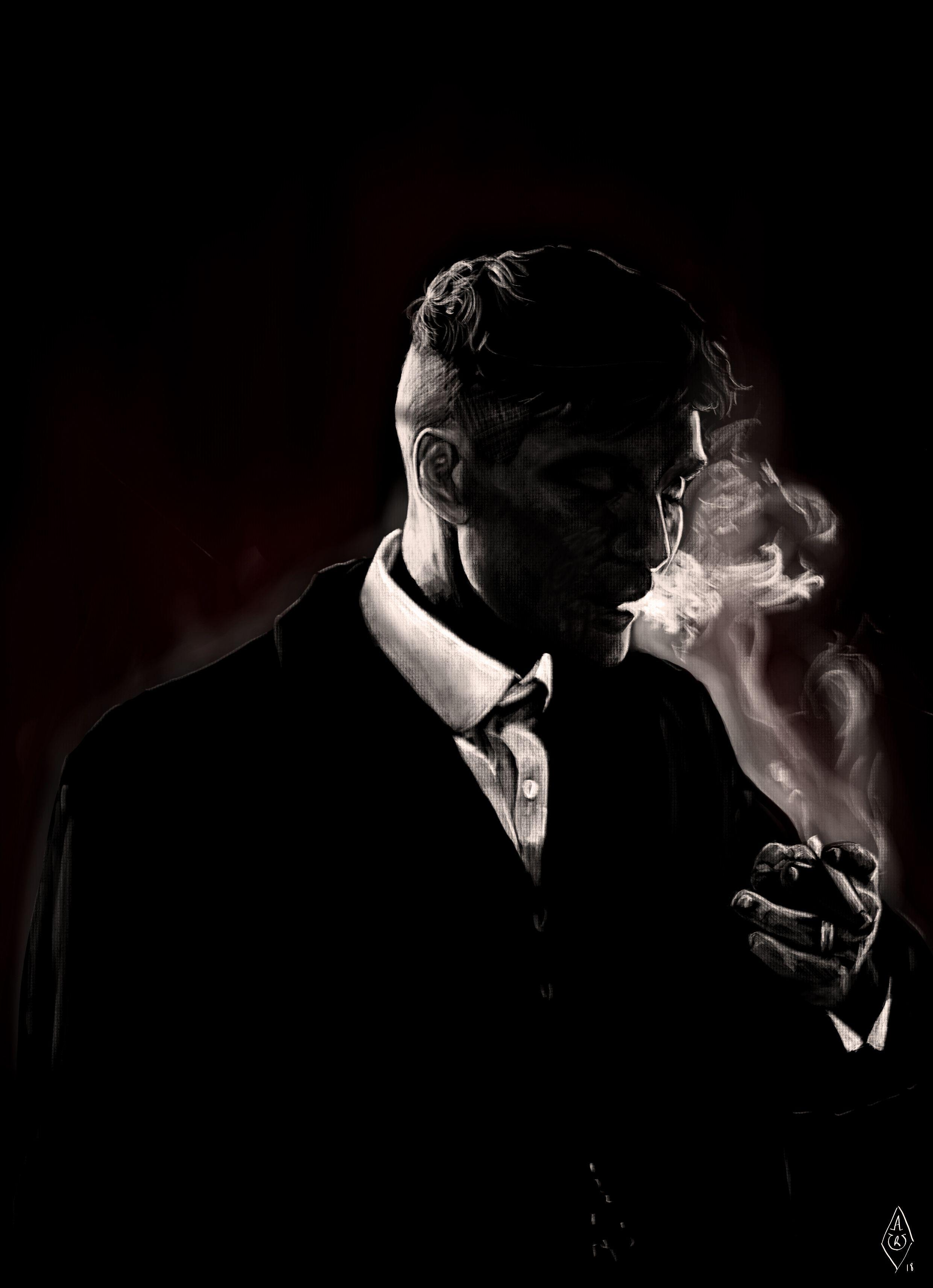Portrait Of Thomas Shelby From Peaky Blinders Drawn With My