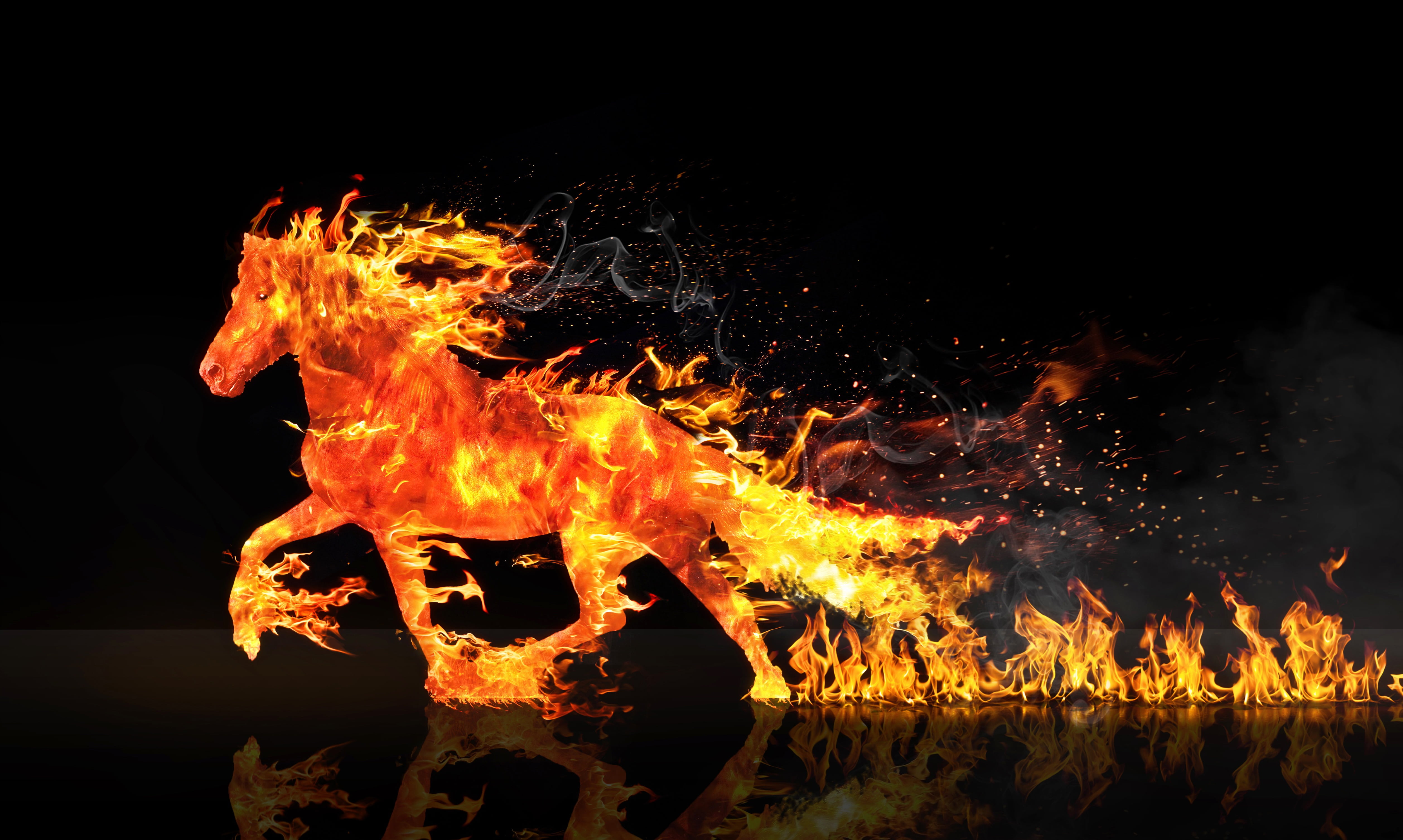 Galloping Fire Horse HD Wallpaper
