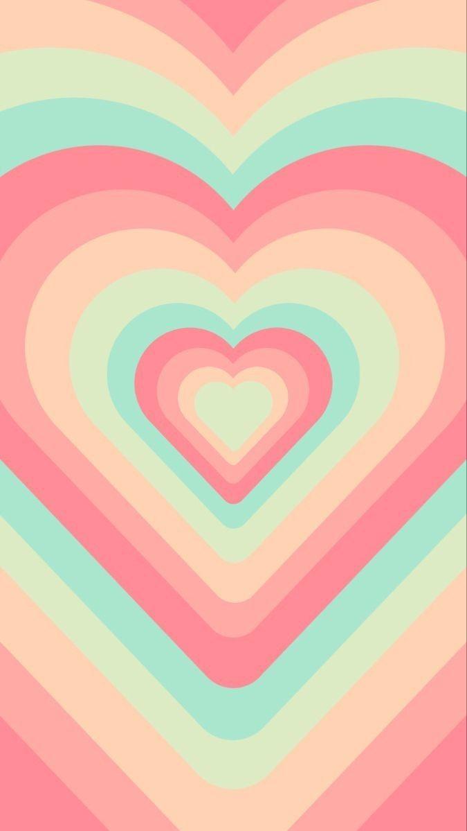 Pastel Rainbow Layered Hearts Aesthetic Wallpaper