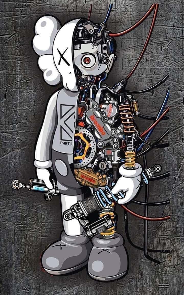 A White Robot With Lot Of Gears Wallpaper